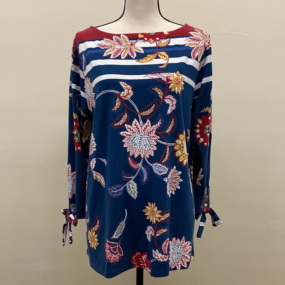 DG2 by Diane Gilman 3/4 Tie Sleeve Floral Top
